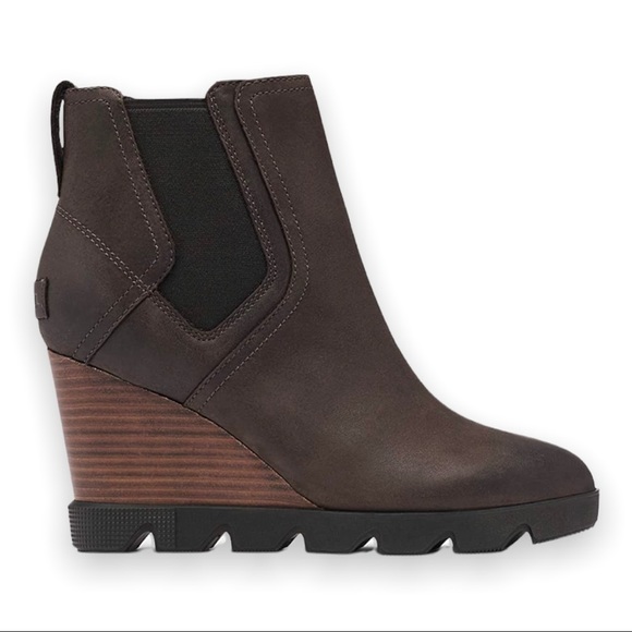 Sorel Wedge Joan Uptown Leather Chelsea Boot Blacknd Brown Waterproof Winter - Picture 2 of 11